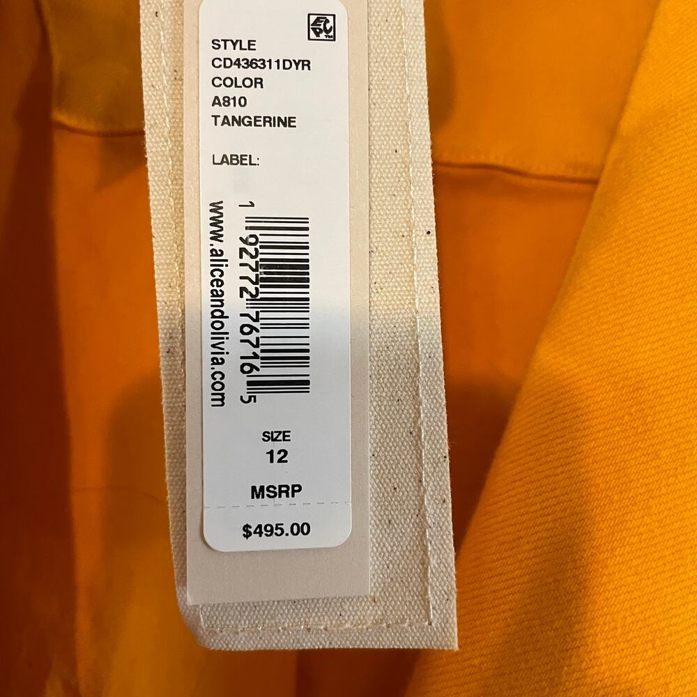 NWT Alice + Olivia Macey Notch Lapel Orange Tangerine Blaze size 12 - Picture 6 of 16